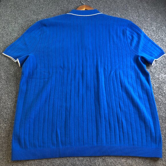 Express Shirt Mens XXL Blue Knit Modern Prep Sweater Polo 100% Cotton Workwear - Picture 7 of 8